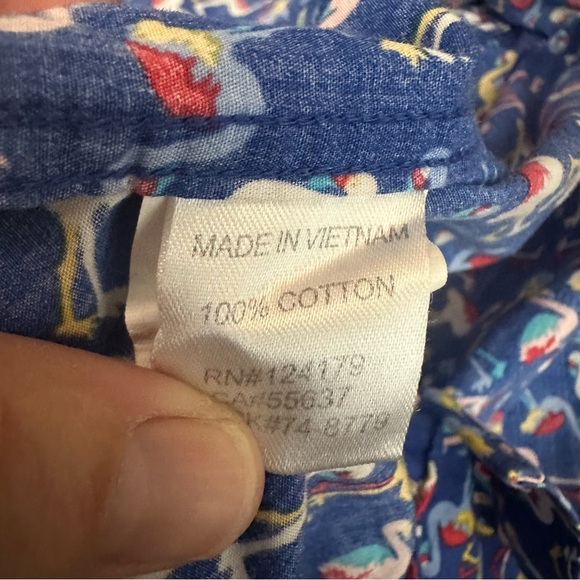 Johnston & Murphy Hawaiian Aloha XL Shirt Flamingos Red White Blue Buttons - Picture 5 of 5